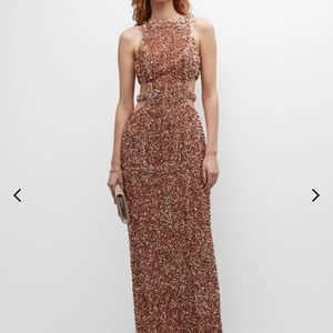 Liv foster beaded evening gown in bronze
